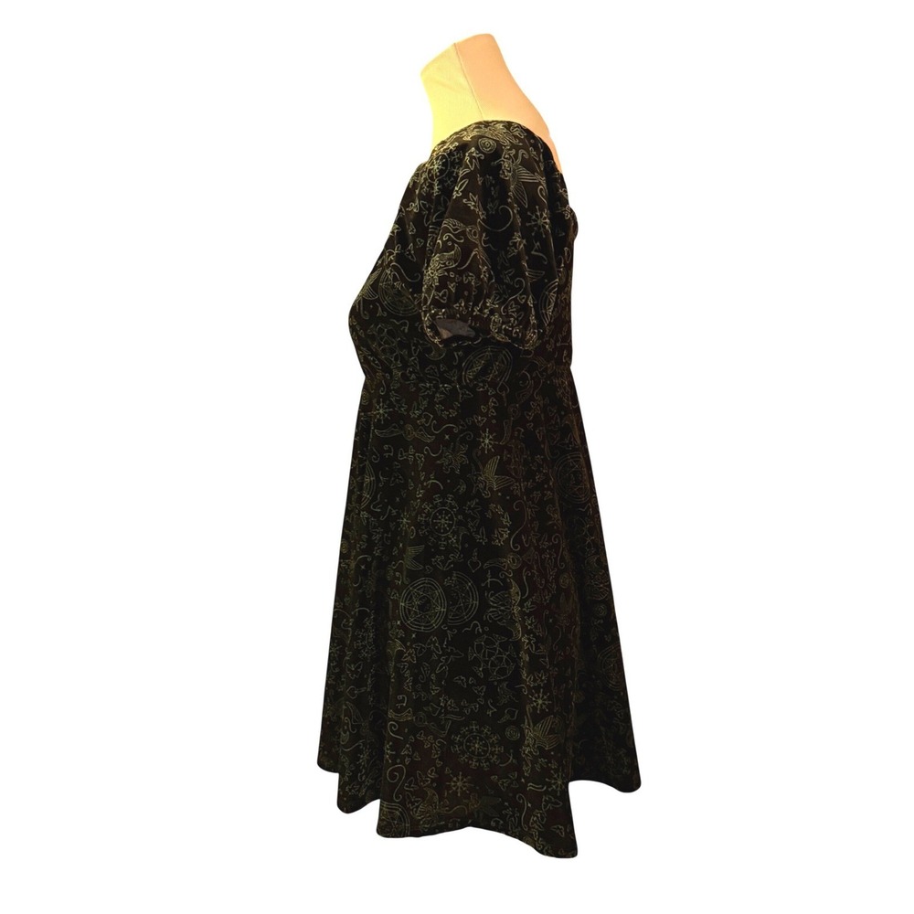 Wicked Paul Tazewell Dress Kids L+ Black Green Velvet Celestial Occult Babydoll - Picture 3 of 10